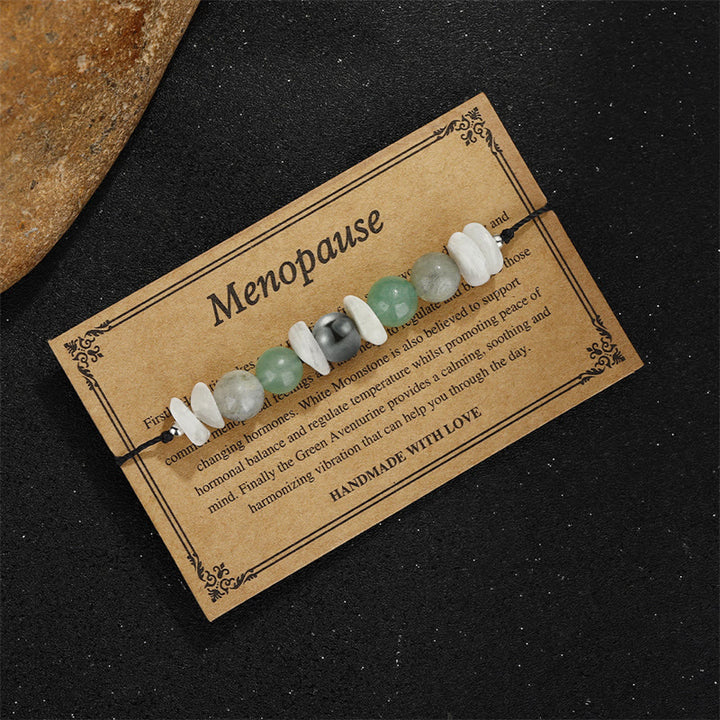 Buddha Stones Menopause Labradorite Green Aventurine White Moonstone Healing Bracelet