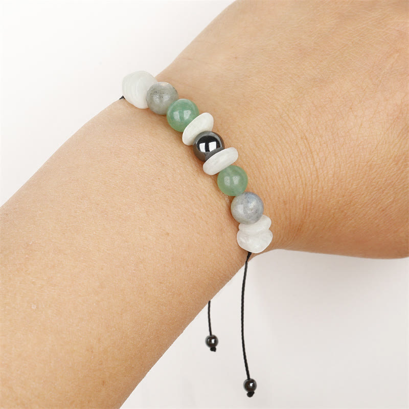 Buddha Stones Menopause Labradorite Green Aventurine White Moonstone Healing Bracelet