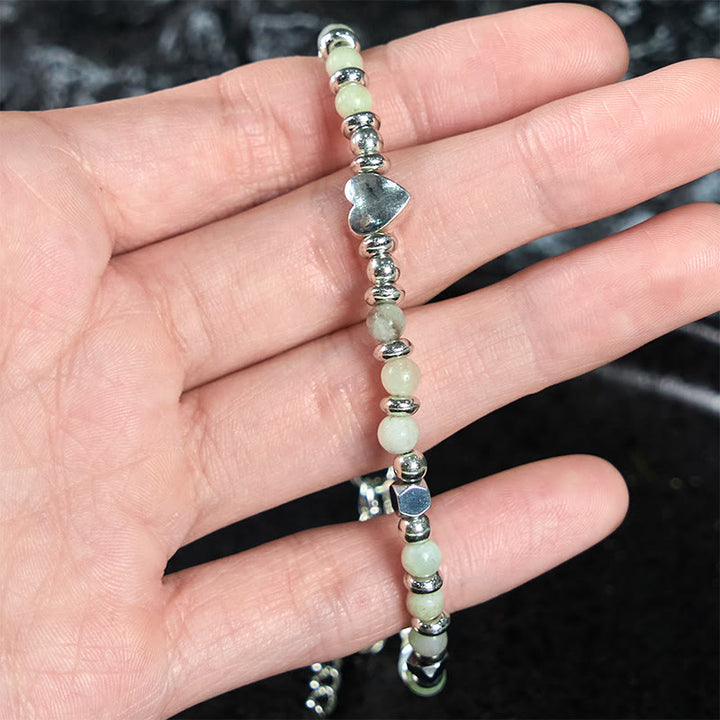 Buddha Stones Natural Stone Amazonite Amethyst Lazurite Rose Quartz Heart Positive Balance Bracelet