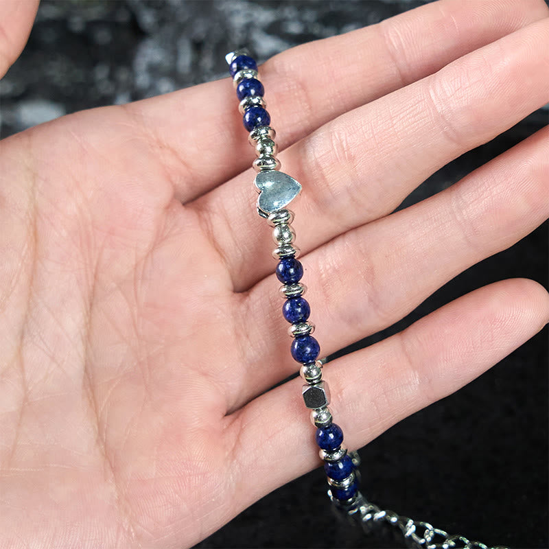 Buddha Stones Natural Stone Amazonite Amethyst Lazurite Rose Quartz Heart Positive Balance Bracelet