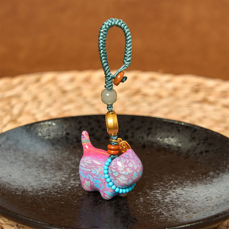 Buddha Stones Hetian Jade Natural Sandalwood Red Sandalwood Green Sandalwood Fu Character Abundance Key Chain