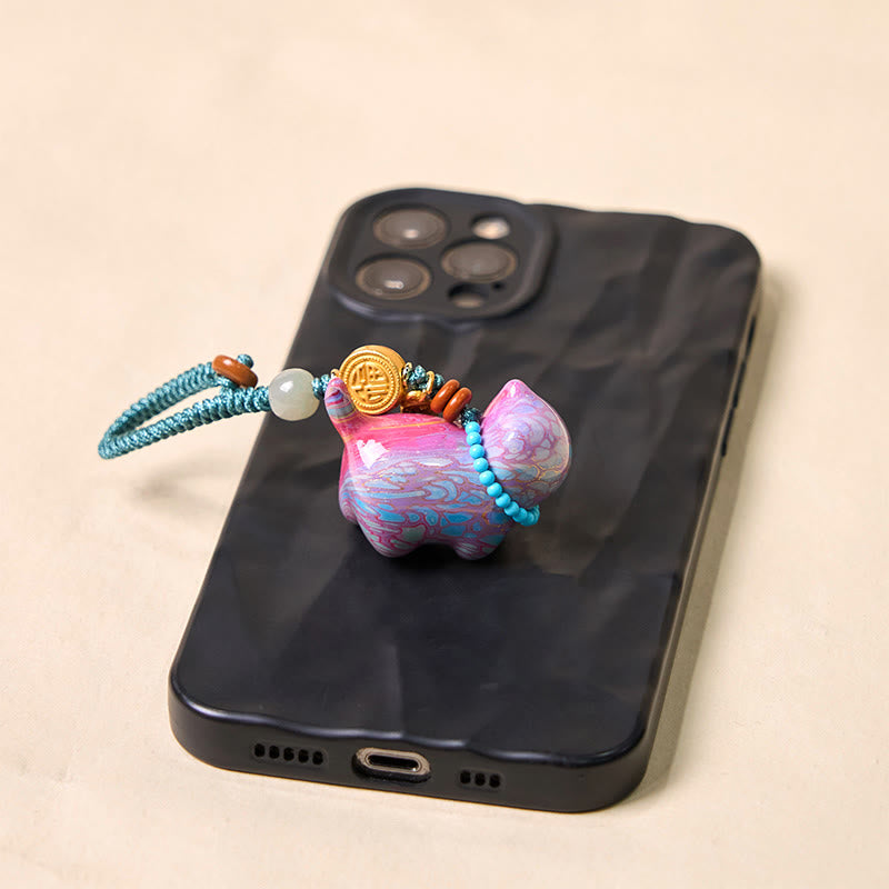 Buddha Stones Hetian Jade Natural Sandalwood Red Sandalwood Green Sandalwood Fu Character Abundance Key Chain