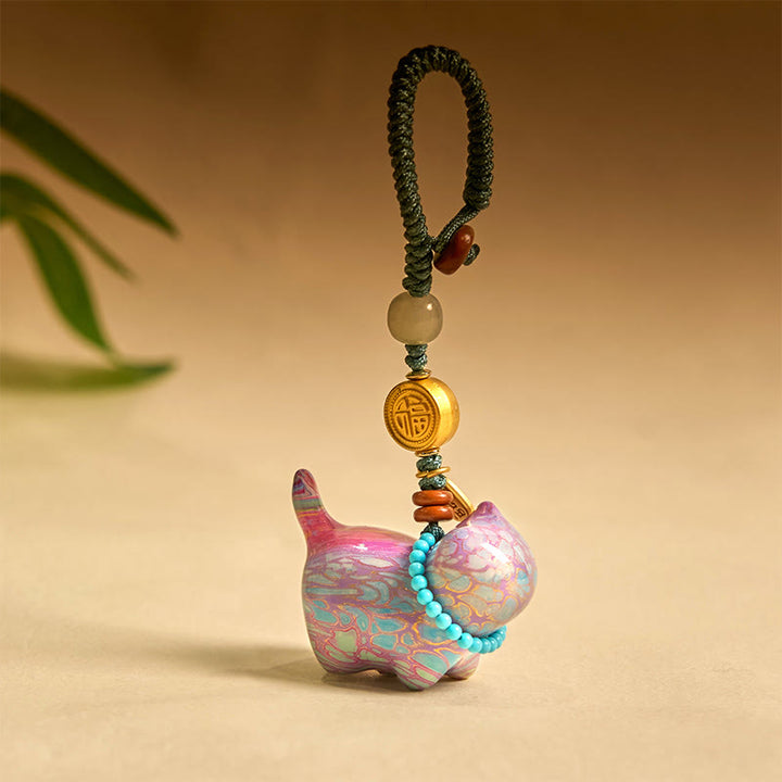 Buddha Stones Hetian Jade Natural Sandalwood Red Sandalwood Green Sandalwood Fu Character Abundance Key Chain