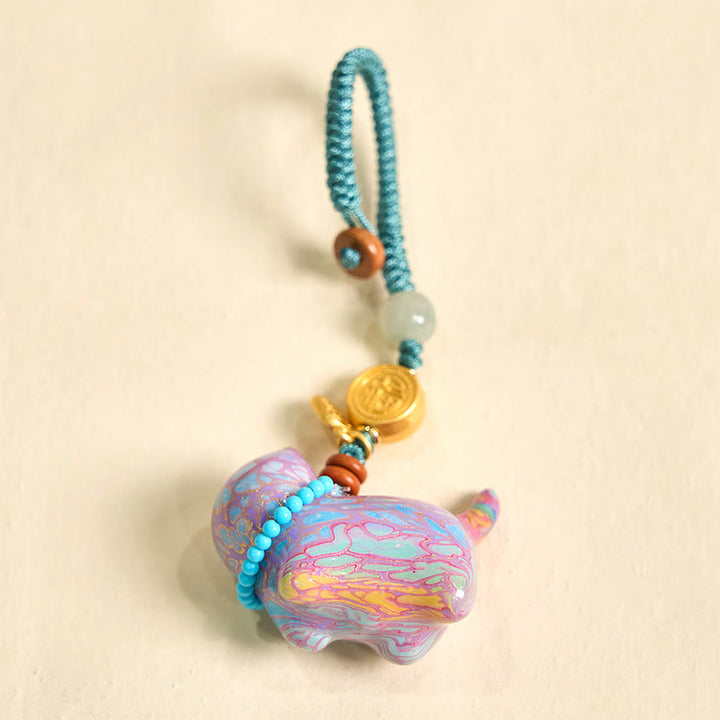 Buddha Stones Hetian Jade Natural Sandalwood Red Sandalwood Green Sandalwood Fu Character Abundance Key Chain