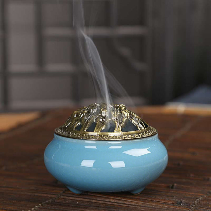 Buddha Stones Colorful Ceramic Incense Burner