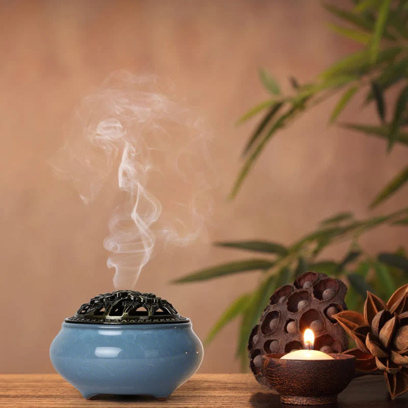 Buddha Stones Colorful Ceramic Incense Burner