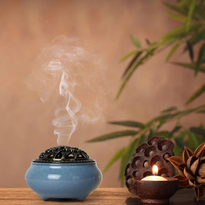 Buddha Stones Colorful Ceramic Incense Burner