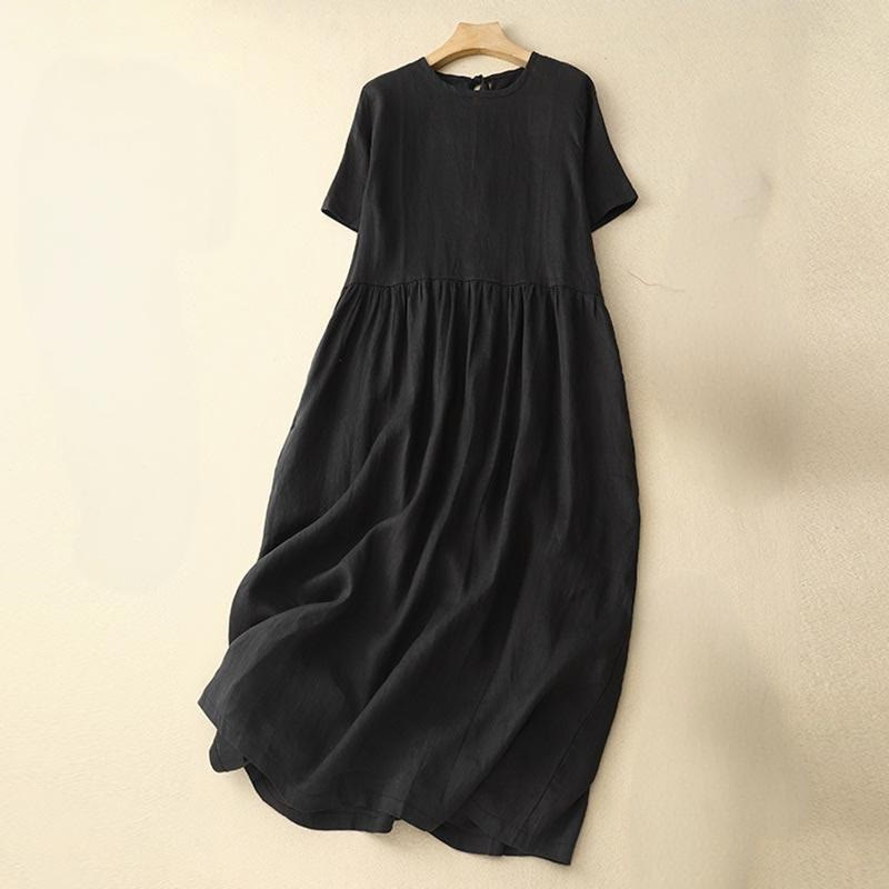 Buddha Stones Casual Short Sleeve Bowknot Tie Straps Women's Midi Dress With Pockets - Black - US8-10,UK/AU12-14,EU40-42 (2XL) - image 9