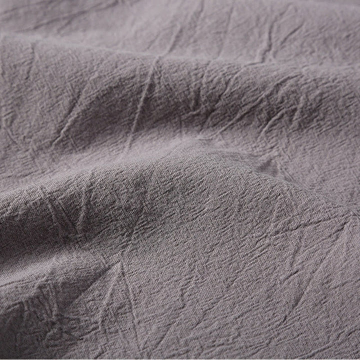 Buddha Stones 2Pcs Plain Notched Collar Short Sleeve T-Shirt Shorts With Pockets Cotton Linen Men's Meditation Cloth Set - image 19