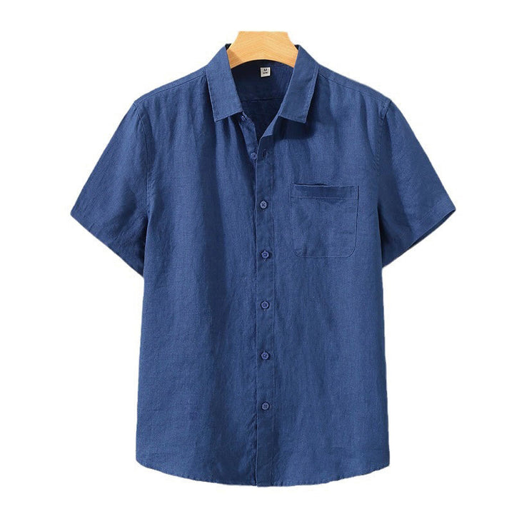Buddha Stones Summer Casual Pure Color Button Cotton Men's Short Sleeve Shirt WIth Pocket - image 10