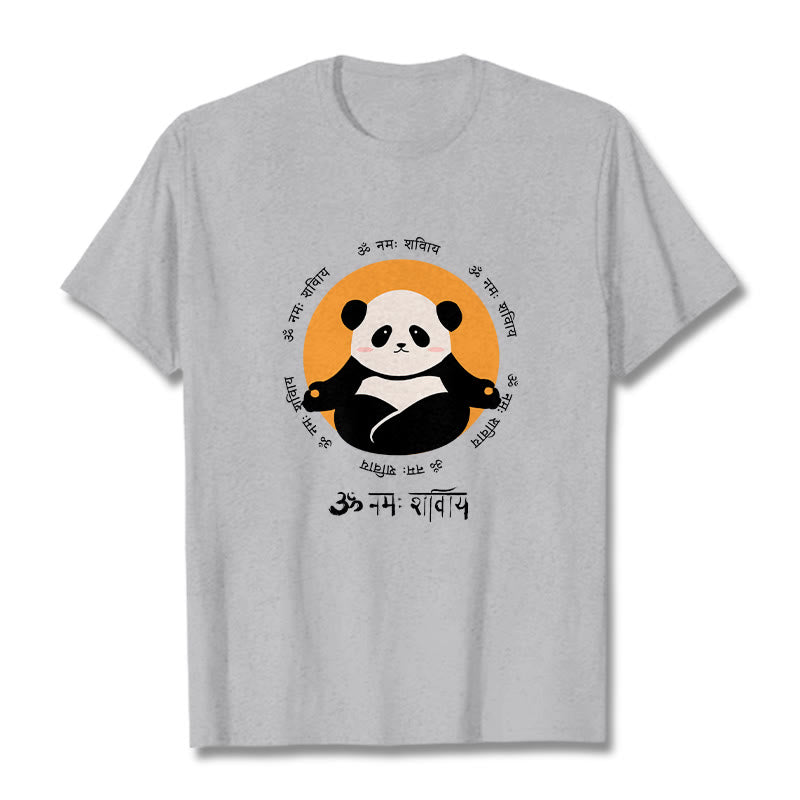 Buddha Stones Panda Sanskrit Namah Shivaya Tee T-shirt - LightGrey - 2XL - image 20