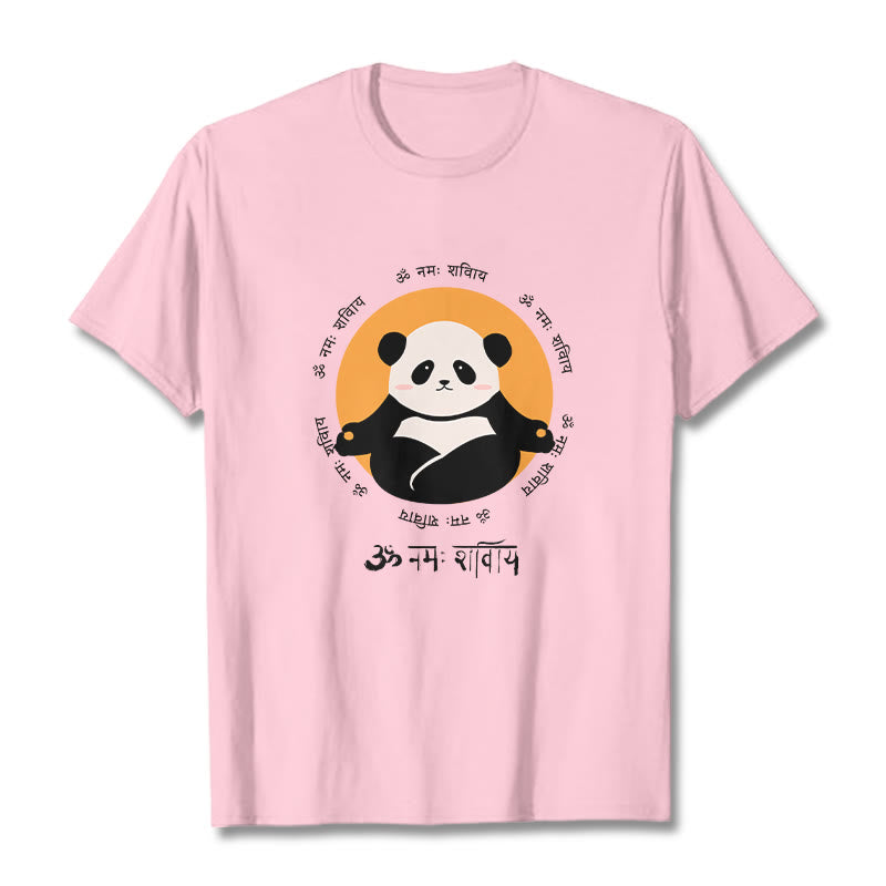 Buddha Stones Panda Sanskrit Namah Shivaya Tee T-shirt - LightPink - 2XL - image 13