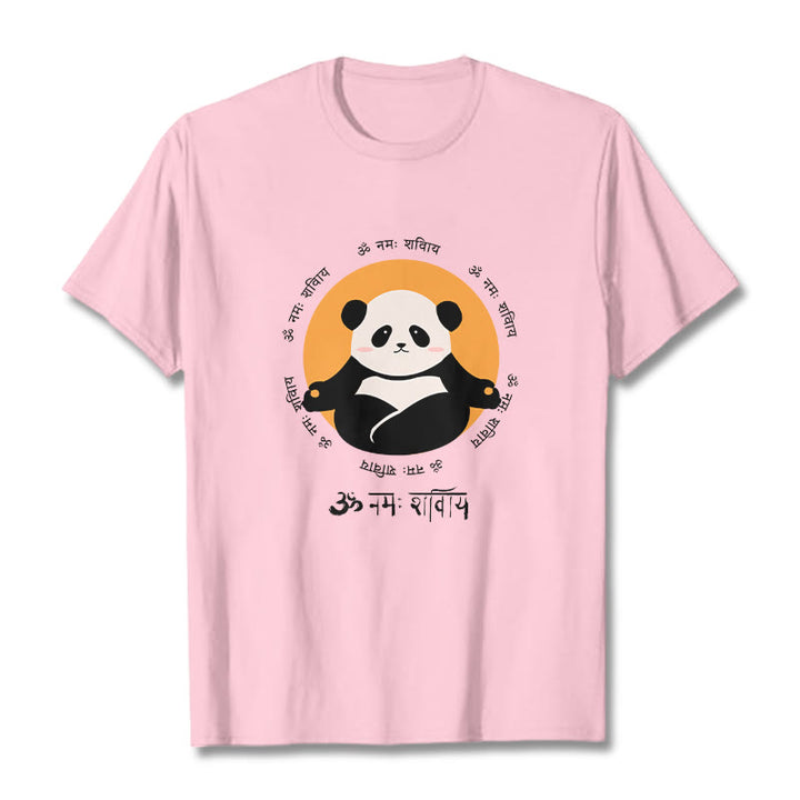 Buddha Stones Panda Sanskrit Namah Shivaya Tee T-shirt - LightPink - 2XL - image 13