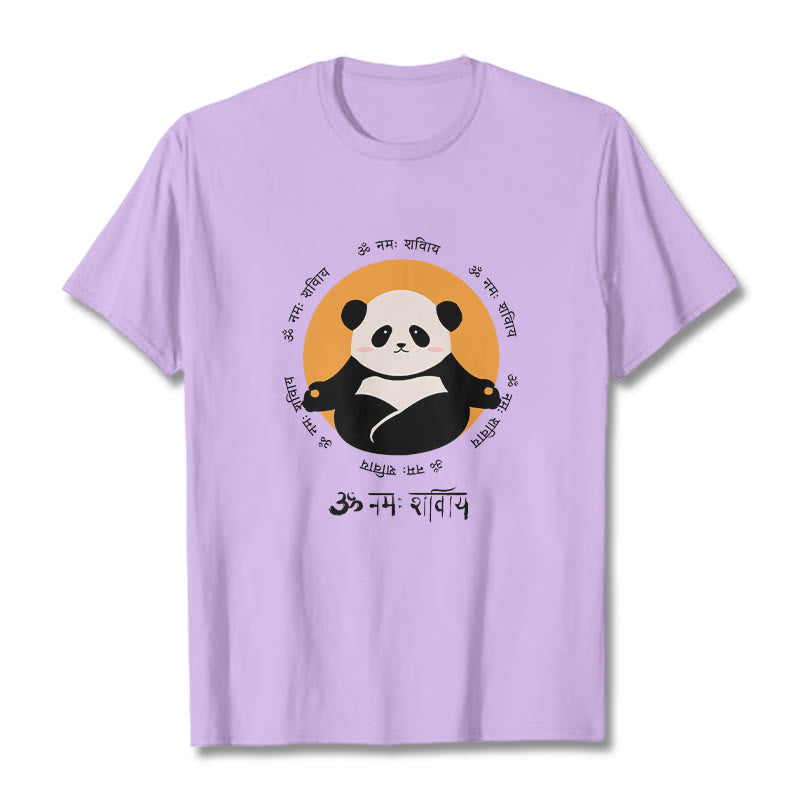Buddha Stones Panda Sanskrit Namah Shivaya Tee T-shirt - Plum - 2XL - image 17