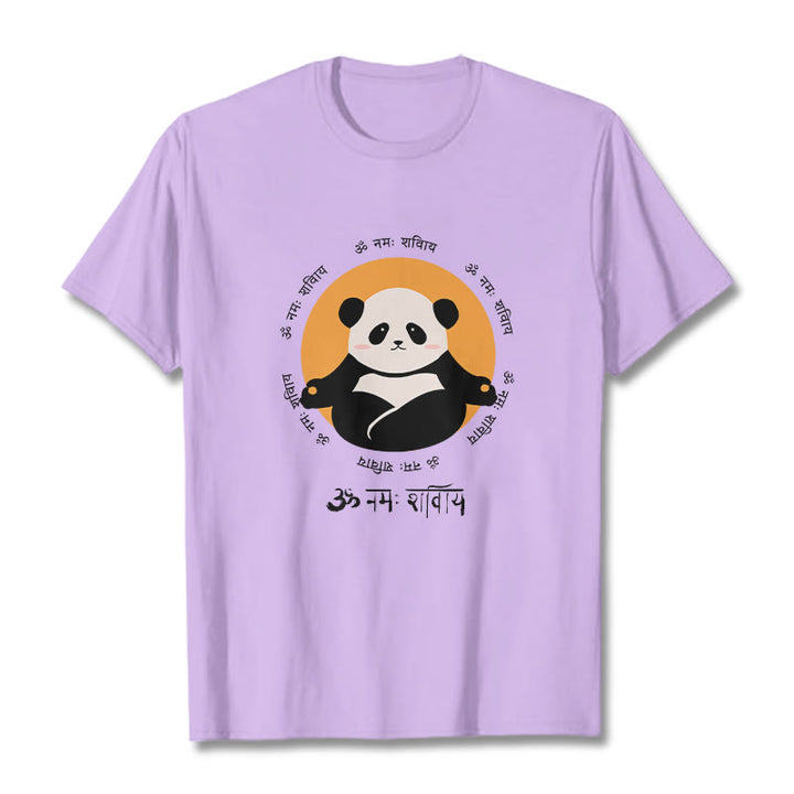 Buddha Stones Panda Sanskrit Namah Shivaya Tee T-shirt - Plum - 2XL - image 17