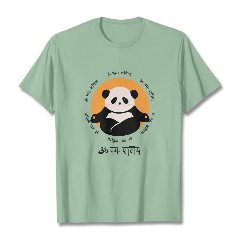 Buddha Stones Panda Sanskrit Namah Shivaya Tee T-shirt - PaleGreen - 2XL - image 15