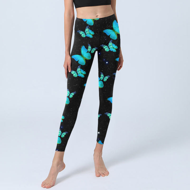 Buddha Stones Butterfly Starlight Print Exercise Leggings Women's Yoga Pants - image 6