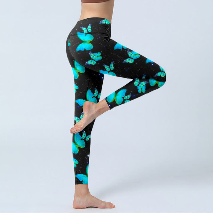 Buddha Stones Butterfly Starlight Print Exercise Leggings Women's Yoga Pants - image 5