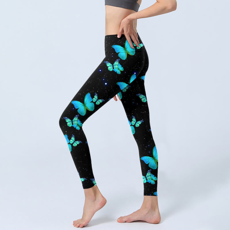 Buddha Stones Butterfly Starlight Print Exercise Leggings Women's Yoga Pants - image 3