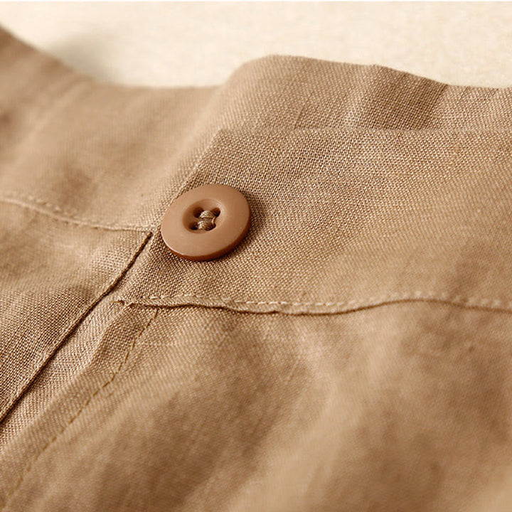 Buddha Stones Vintage Summer Asymmetrical High Waist Women's Cotton Linen Skirt With Pockets - image 11