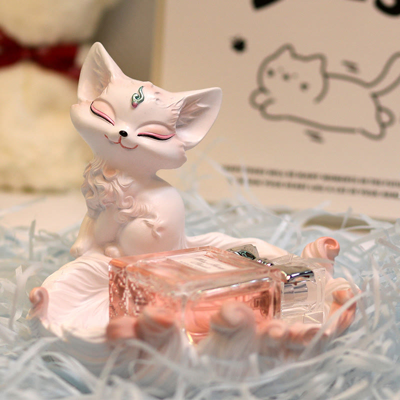 Buddha Stones Nine Tailed Fox Luck Resin Storage Ornaments Home Decoration