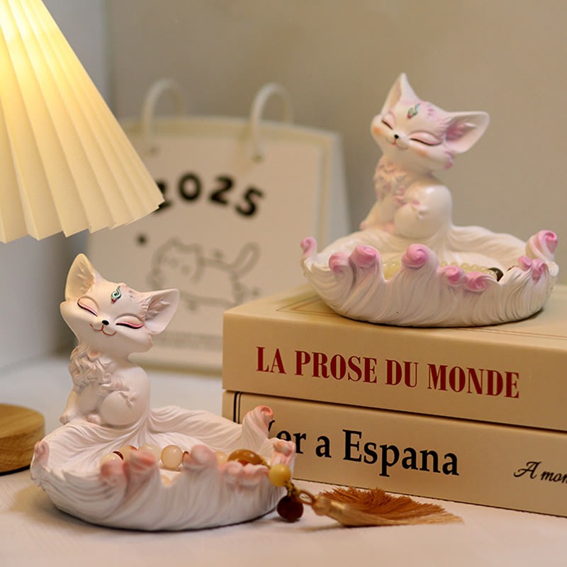 Buddha Stones Nine Tailed Fox Luck Resin Storage Ornaments Home Decoration