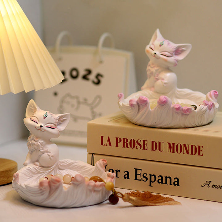 Buddha Stones Nine Tailed Fox Luck Resin Storage Ornaments Home Decoration