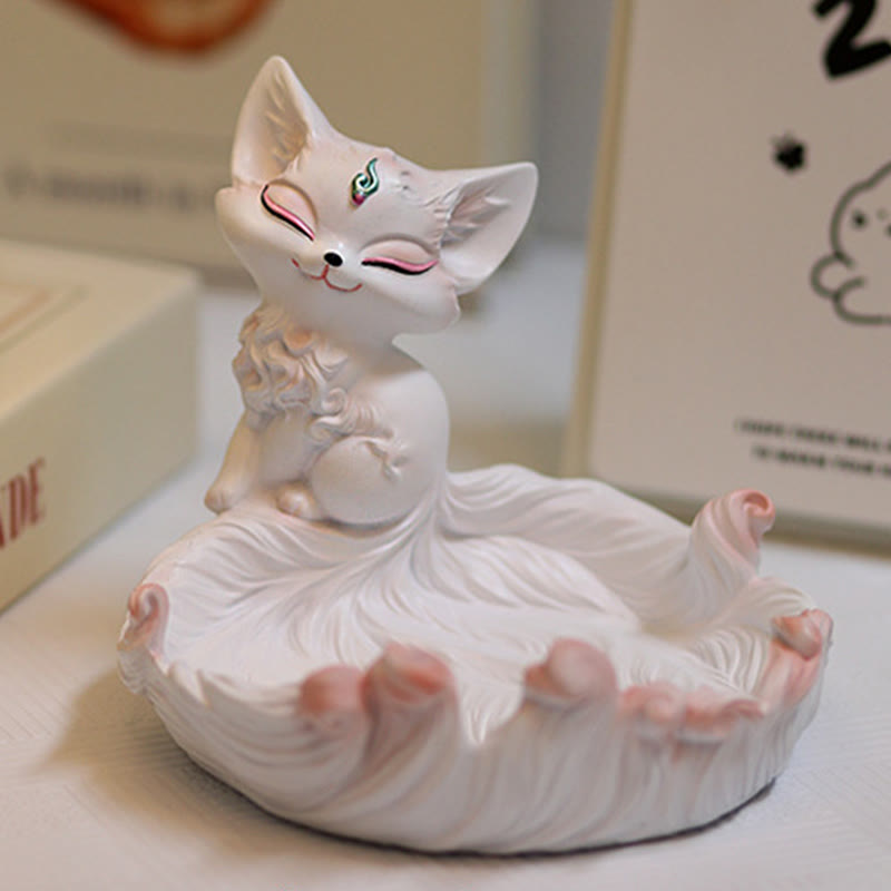 Buddha Stones Nine Tailed Fox Luck Resin Storage Ornaments Home Decoration