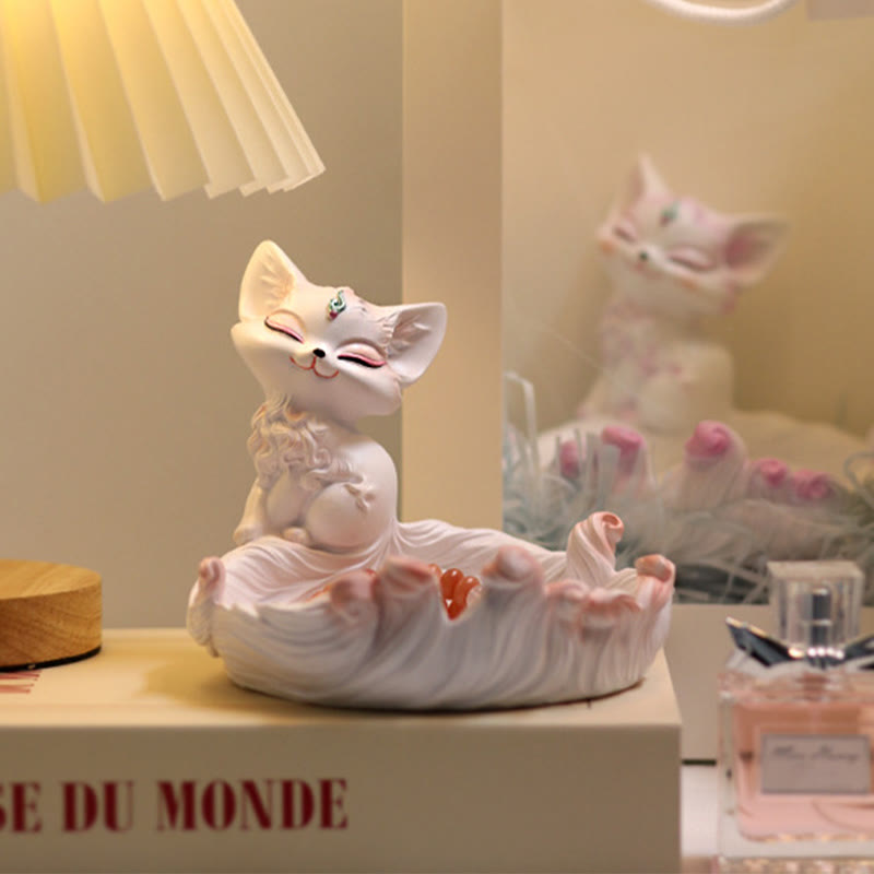 Buddha Stones Nine Tailed Fox Luck Resin Storage Ornaments Home Decoration