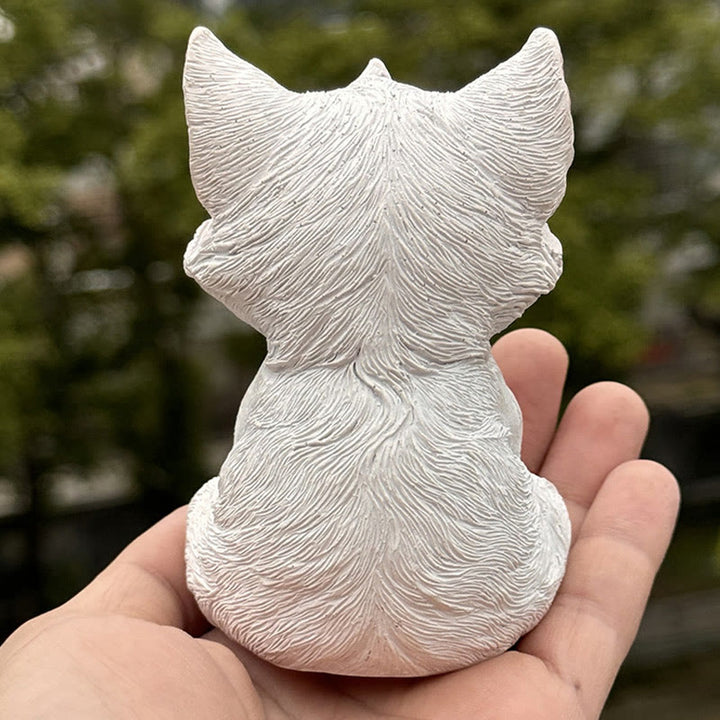Buddha Stones Small Nine Tailed Fox Sitting Protection Resin Home Decoration