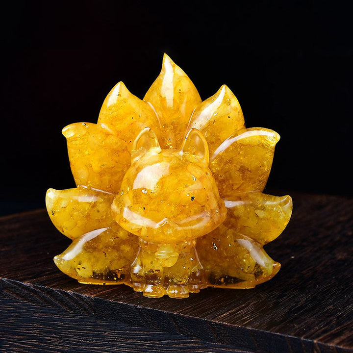 Buddha Stones Small Various Stone Pink Crystal Citrine Amethyst Nine Tailed Fox Warmth Home Decoration