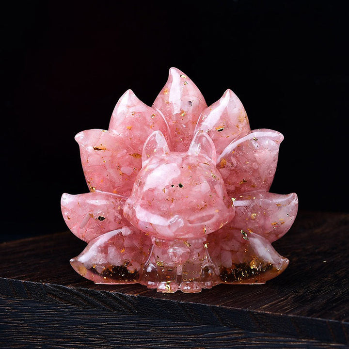 Buddha Stones Small Various Stone Pink Crystal Citrine Amethyst Nine Tailed Fox Warmth Home Decoration