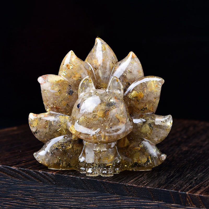 Buddha Stones Small Various Stone Pink Crystal Citrine Amethyst Nine Tailed Fox Warmth Home Decoration