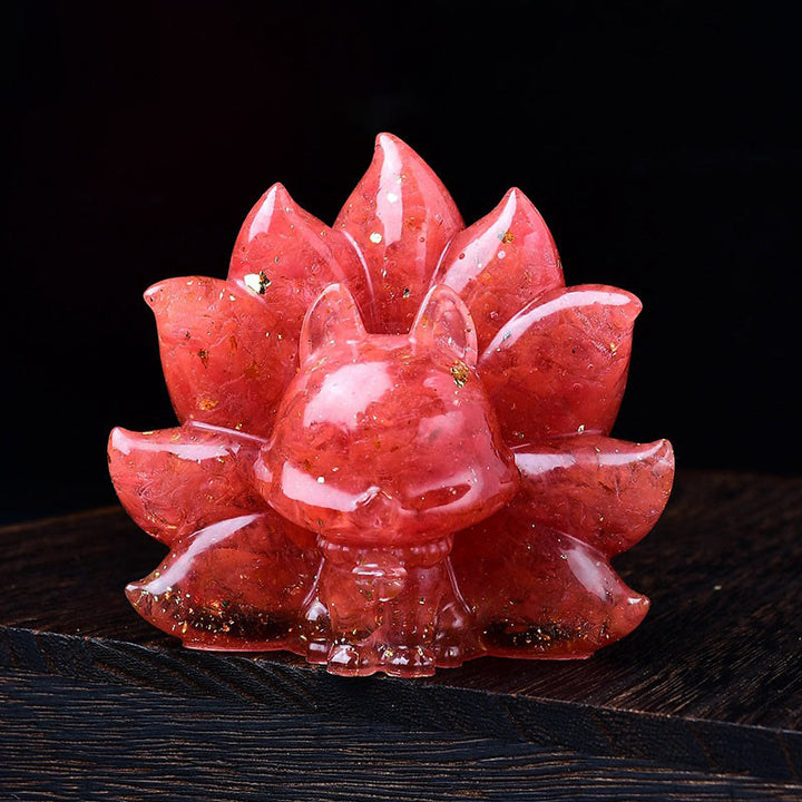 Buddha Stones Small Various Stone Pink Crystal Citrine Amethyst Nine Tailed Fox Warmth Home Decoration