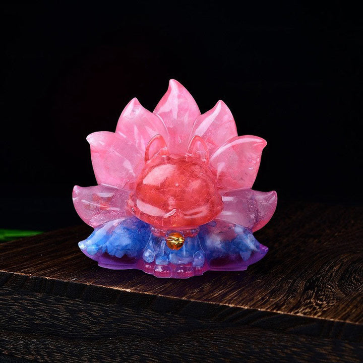 Buddha Stones Small Various Stone Pink Crystal Citrine Amethyst Nine Tailed Fox Warmth Home Decoration