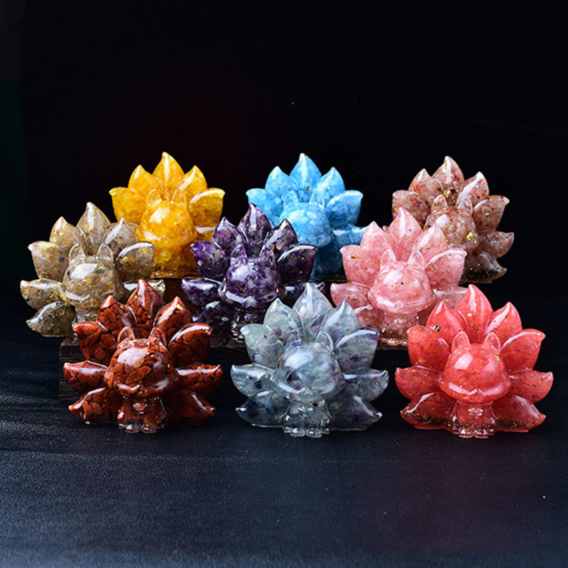 Buddha Stones Small Various Stone Pink Crystal Citrine Amethyst Nine Tailed Fox Warmth Home Decoration