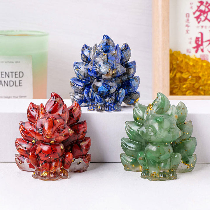 Buddha Stones Small Various Stone Strawberry Quartz Amethyst Green Aventurine Nine Tailed Fox Healing Home Decoration