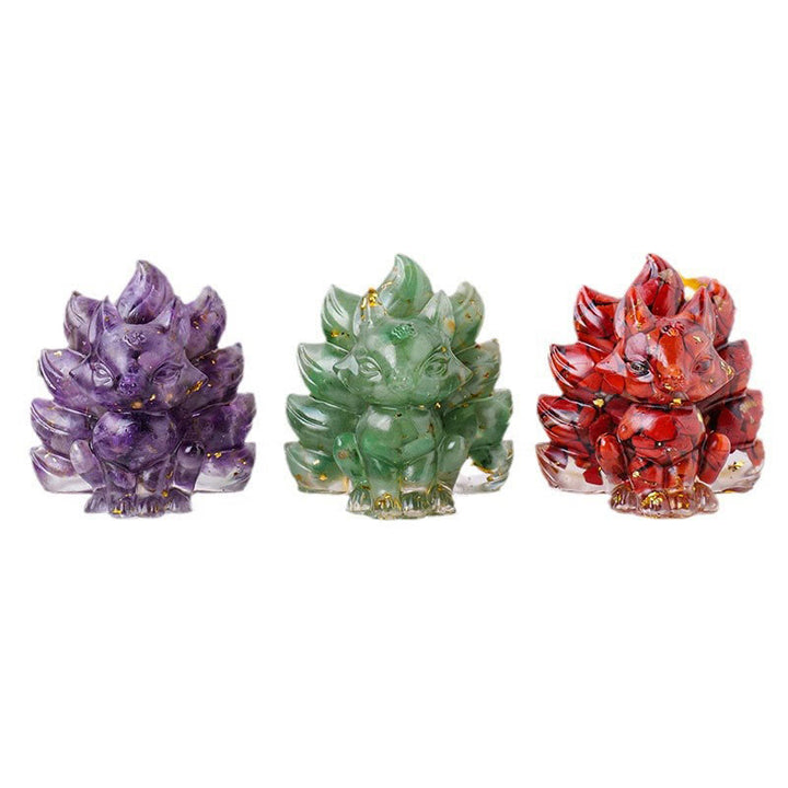 Buddha Stones Small Various Stone Strawberry Quartz Amethyst Green Aventurine Nine Tailed Fox Healing Home Decoration
