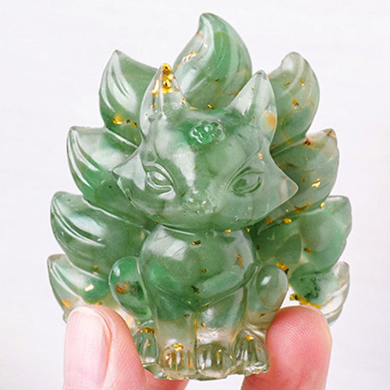 Buddha Stones Small Various Stone Strawberry Quartz Amethyst Green Aventurine Nine Tailed Fox Healing Home Decoration