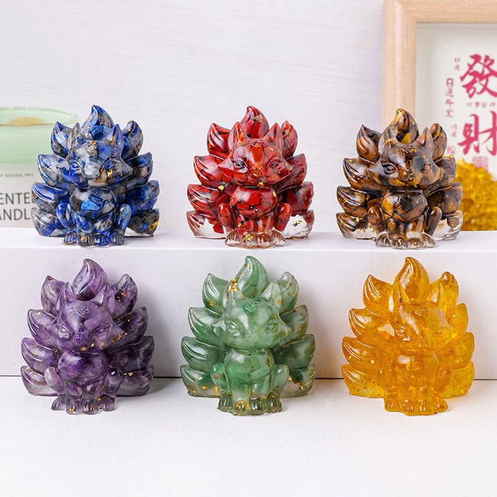 Buddha Stones Small Various Stone Strawberry Quartz Amethyst Green Aventurine Nine Tailed Fox Healing Home Decoration