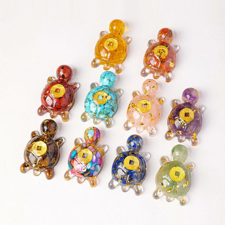 Buddha Stones Small Various Crystal Green Aventurine Amethyst Turtle Copper Coins Luck Home Decoration