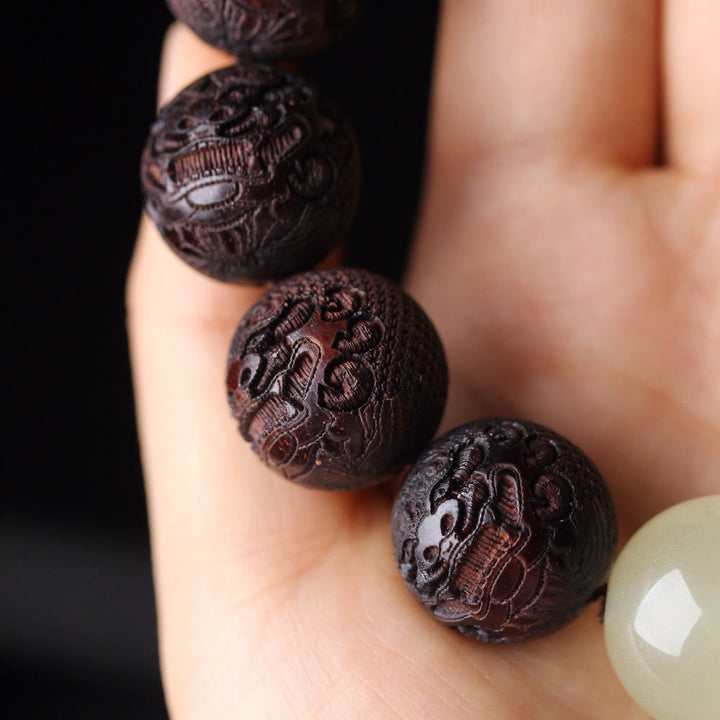 Buddha Stones Tibetan Rosewood Engraving PiXiu Warmth Bracelet - image 7