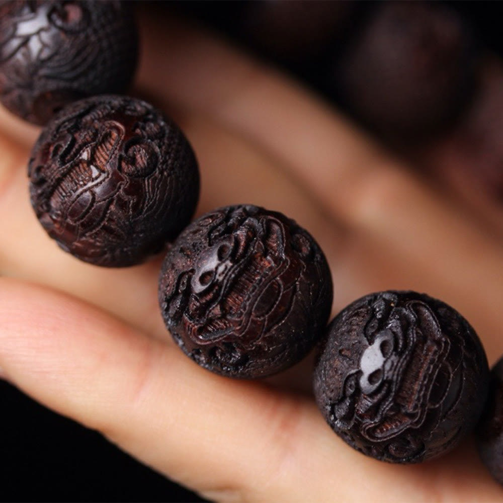 Buddha Stones Tibetan Rosewood Engraving PiXiu Warmth Bracelet - image 4