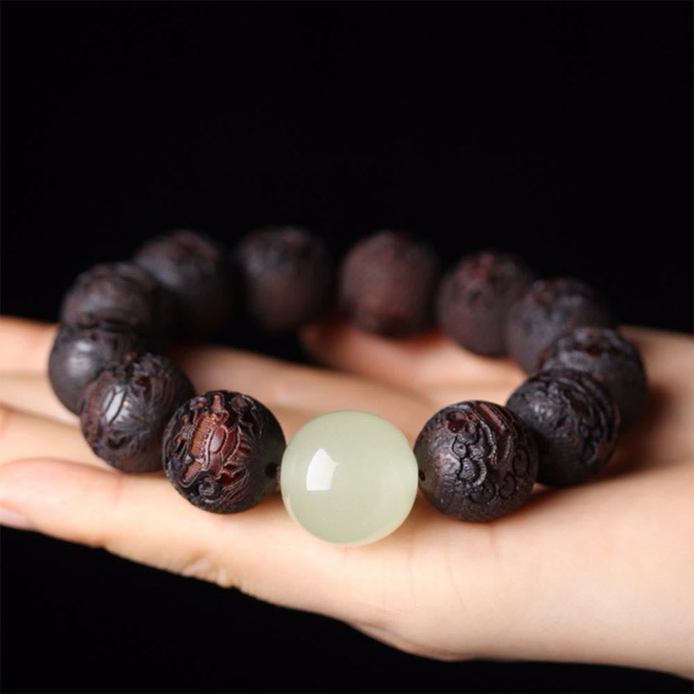 Buddha Stones Tibetan Rosewood Engraving PiXiu Warmth Bracelet - image 1