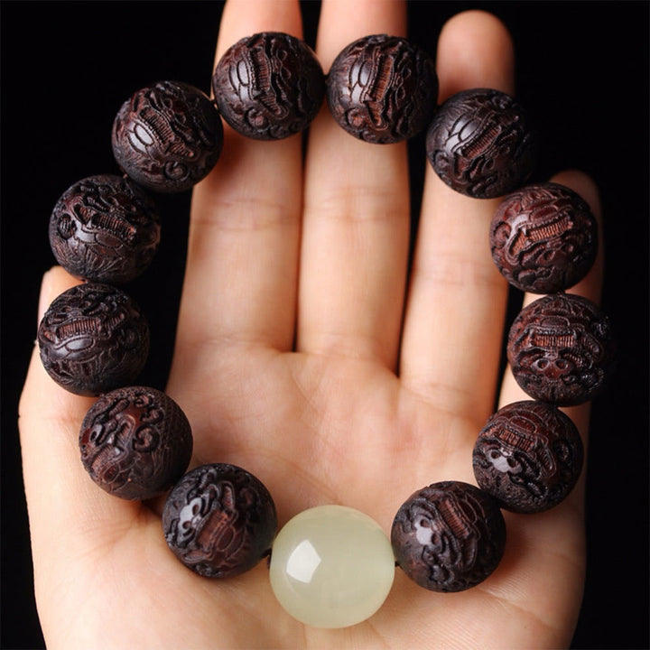Buddha Stones Tibetan Rosewood Engraving PiXiu Warmth Bracelet - image 2