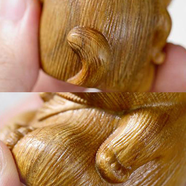 Buddha Stones Small Mini Green Sandalwood Lucky Cat Carved Soothing Decorations - image 12