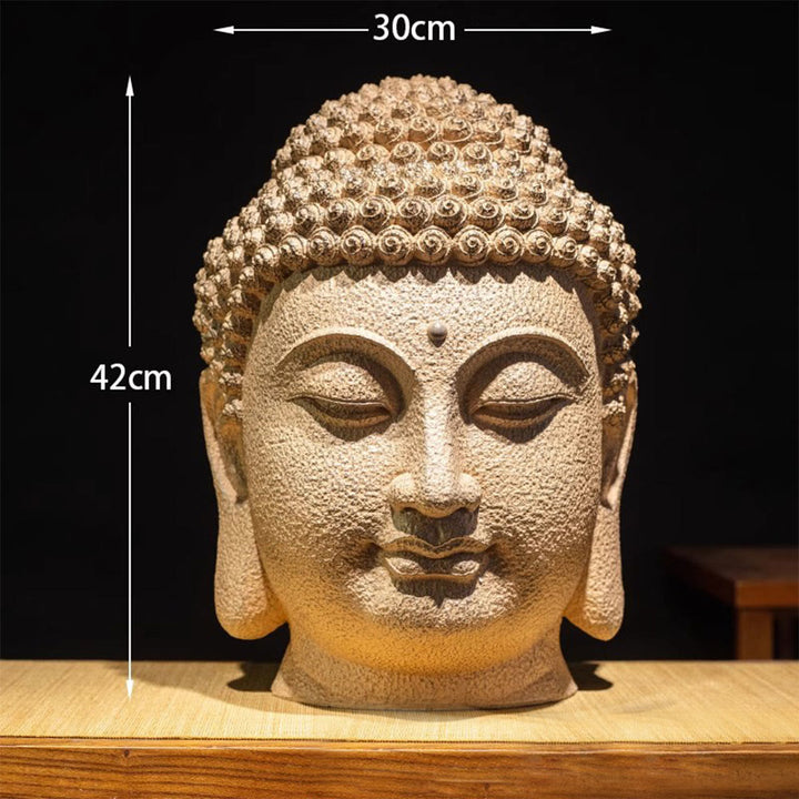 Buddha Stones Closed Eyes Meditating Buddha Head Resin Statue Zen Home Decoration 42*30*30cm