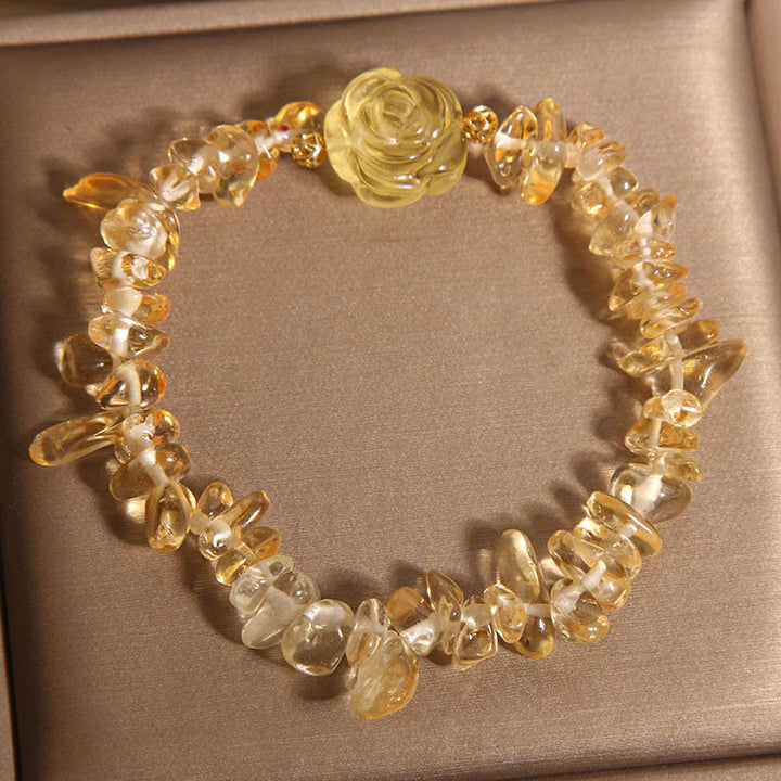 Buddha Stones Natural Citrine Irregular Bead Petals Pleasure Bracelet