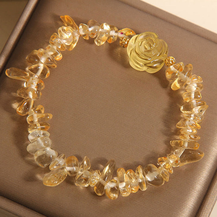 Buddha Stones Natural Citrine Irregular Bead Petals Pleasure Bracelet