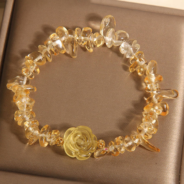 Buddha Stones Natural Citrine Irregular Bead Petals Pleasure Bracelet